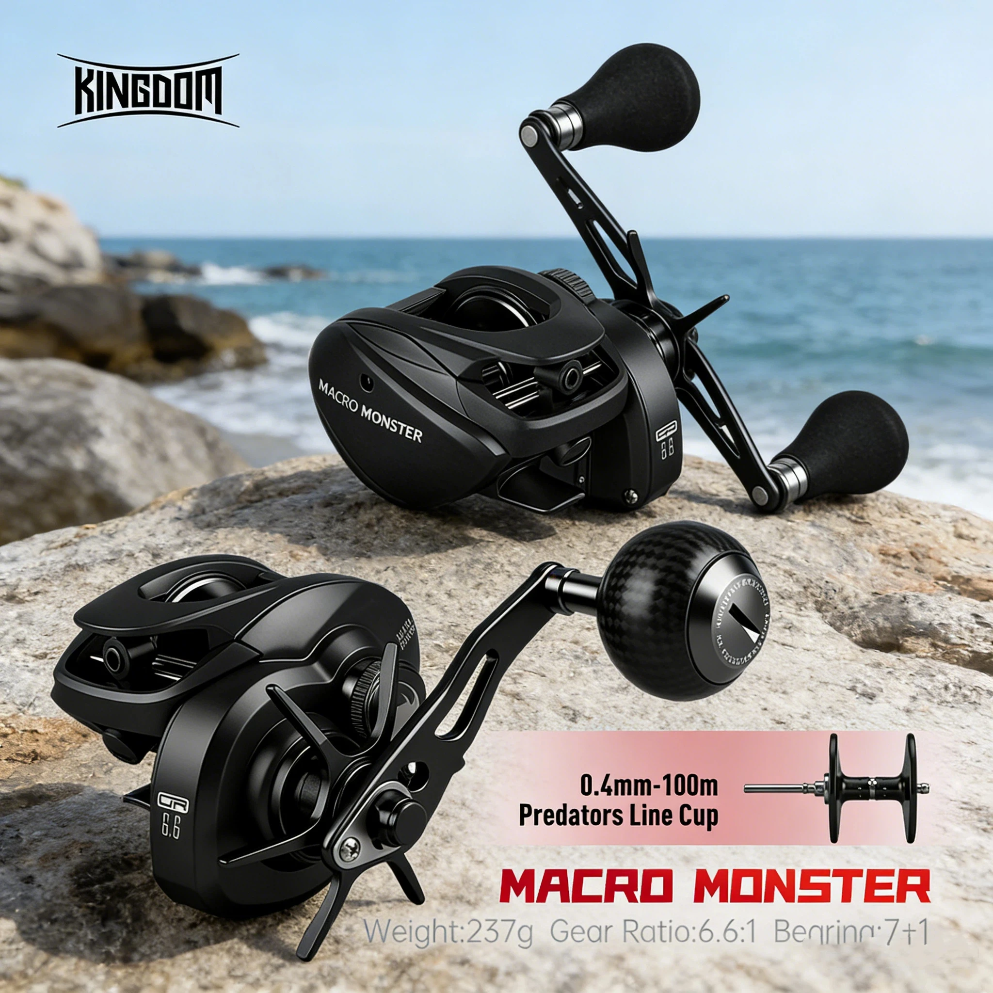 Carrete Baitcasting Kingdom Macro Monster – Metálico Largo Alcance - imagen 5