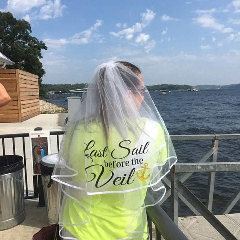 Last Sail nauti Nautical Bachelorette hen Party Sash veil Bride to be Bridesmaid Bridal Shower favor  gift present Photo props