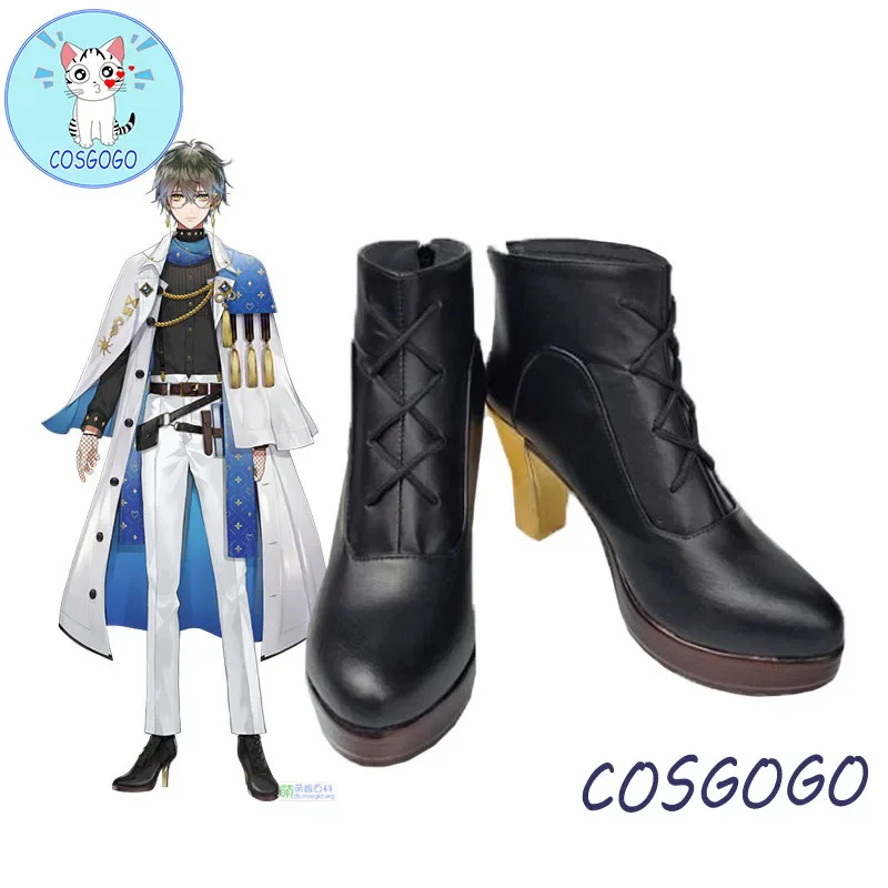 COSGOGO Vtuber Ike Eveland/Vox Akuma/Mysta Rias/Luca Kaneshiro cosplay shoes high heels boots GAME luxiem PU shoes halloween