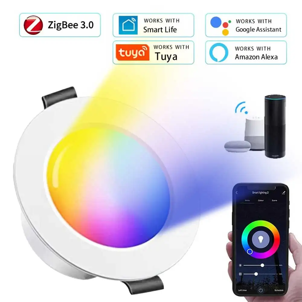 15W Tuya ZigBee RGB LED Downlight Recessed Spotlight APP Control Alexa Google Home