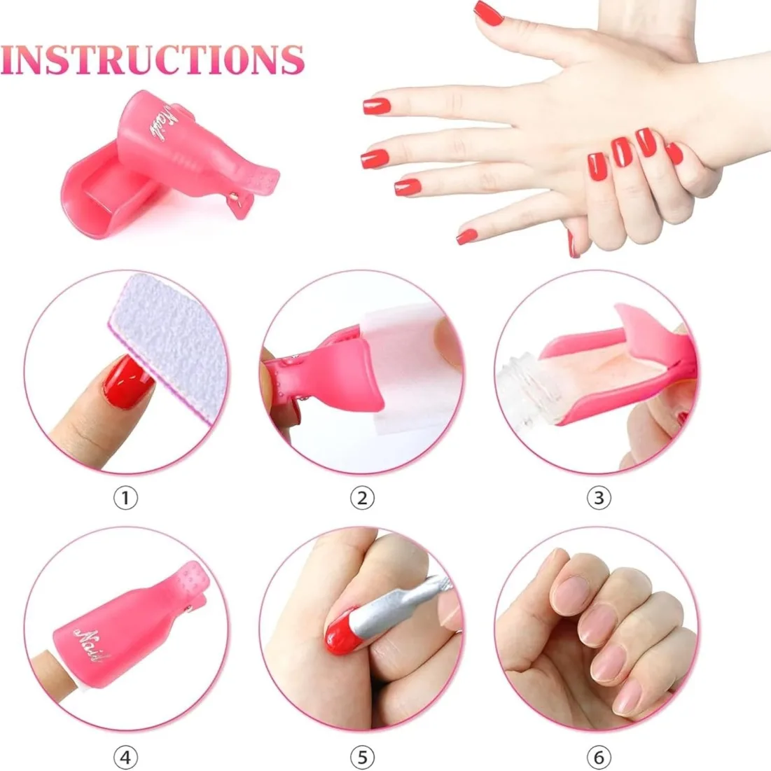 10 Pcs Nail Polish Remover Clips - Silicone Soak Off Caps for Gel Acrylic, Leak-Proof Reusable Manicure Tools, Home Nail Care... view 5