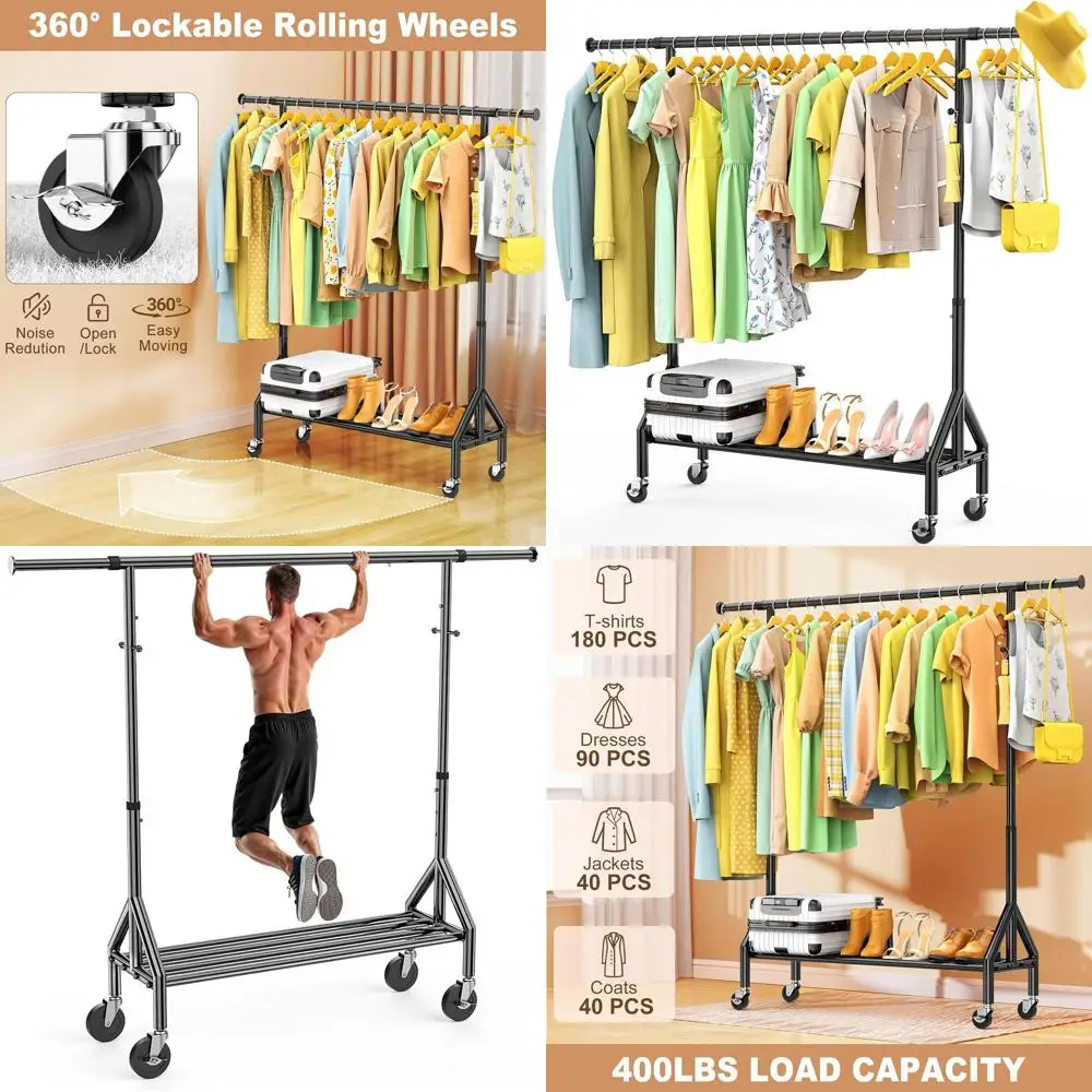 

Регулируемая передвижная вешалка для одежды, компактный подвесной органайзер на колесиках для спальни, гостиной