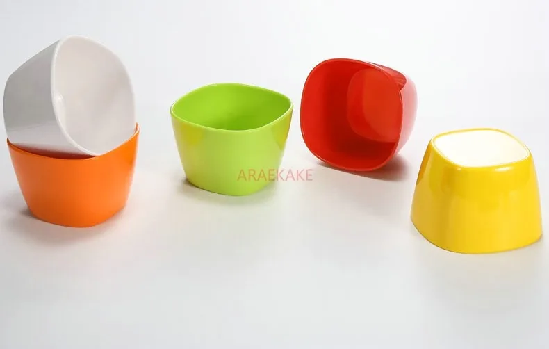 Melamine square bowl, colored plastic bowl, square small bowl, fast food soup bowl, dessert bowl, commercial