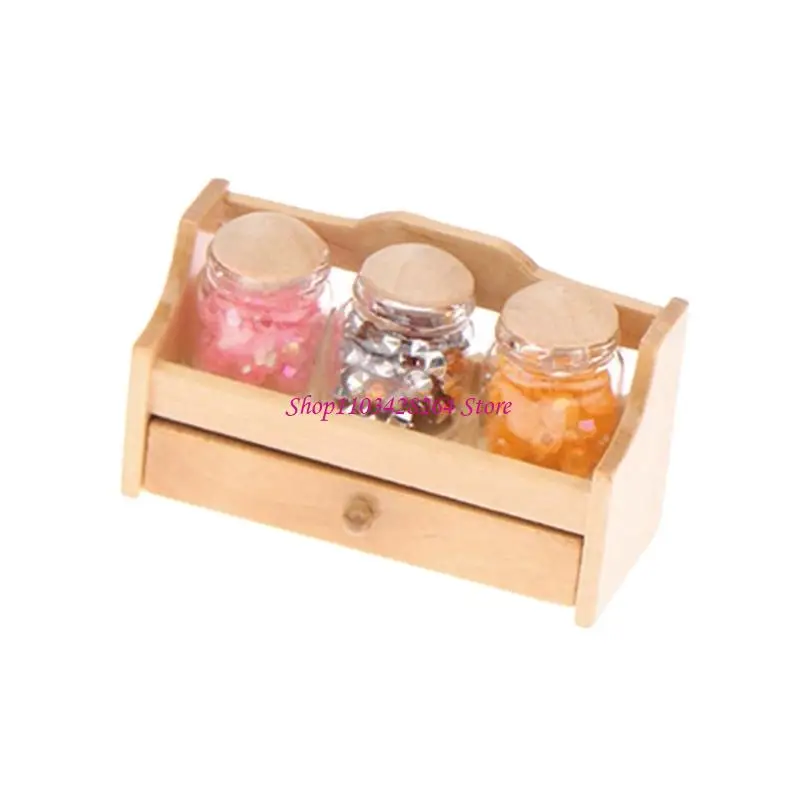 منظم خزانة ريترو مصغر لبيوت الدمى والمطبخ بمقياس 1/12 رف خشبي سهل التجميع واستخدام متعدد المشاهد