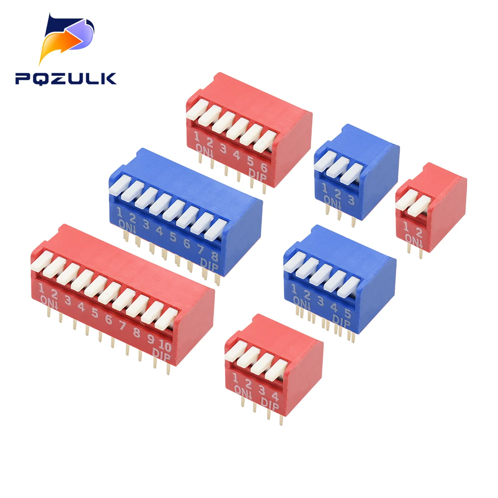 5 sztuk przełącznik DIP typu fortepianowego 2,54 MM DP 1P/2P/3P/4P/6P/8P/10P/12P bit 2,54mm przełącznik DIP czerwony/niebieski kątowy położenie boczne