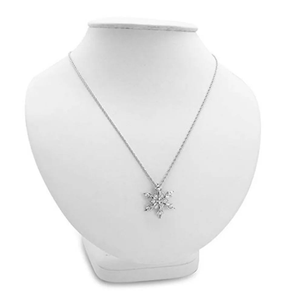 Personalized Fashion Christmas Ornaments Snowflake Crystal Necklace Frozen Square Crystal Snowflake Pendant Necklace