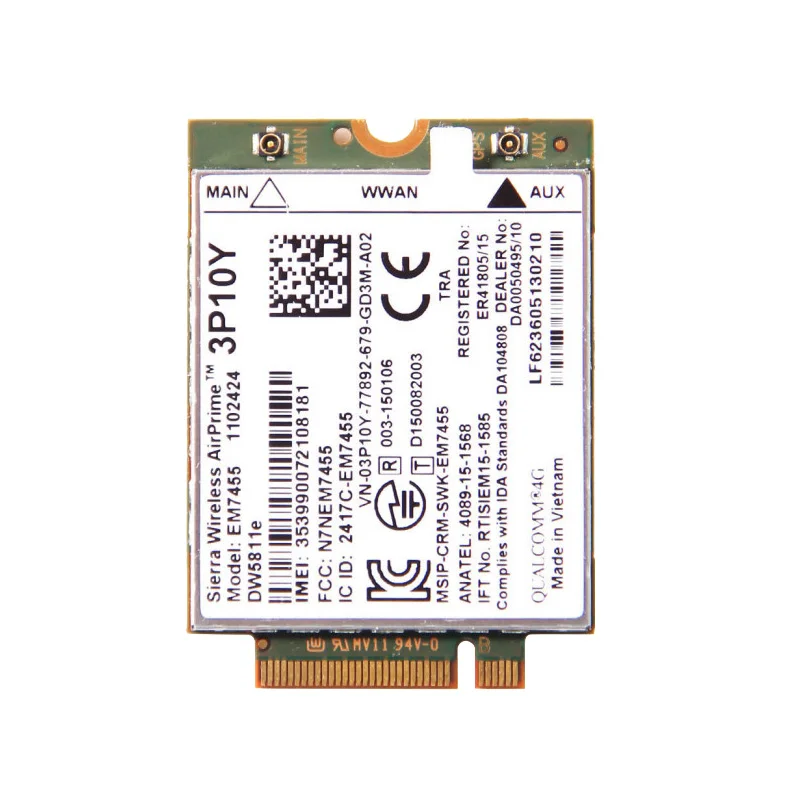 

Wireless EM7455 LTE 4G NGFF Module DW5811E 3P10Y 300 M Para E7270 E7470 E7370 E5570 Sem Fio FDD/TDD LTE 4G Cat6 Gobi6000 + ANTEN