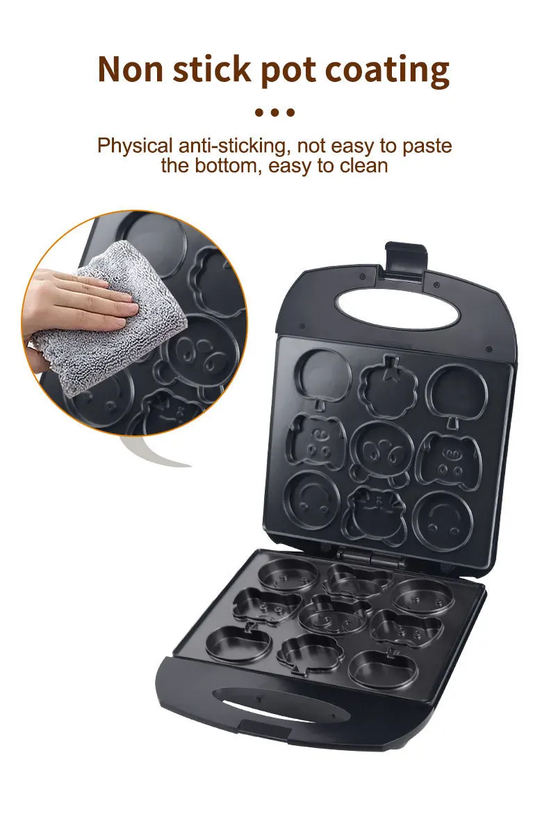 ماكينة صنع الكعك الكرتونية الأوروبية ذات 9 فتحات عبر الحدود للأطفال ماكينة الخبز ذاتية الصنع ماكينة صنع شطائر الوافل والحلوى