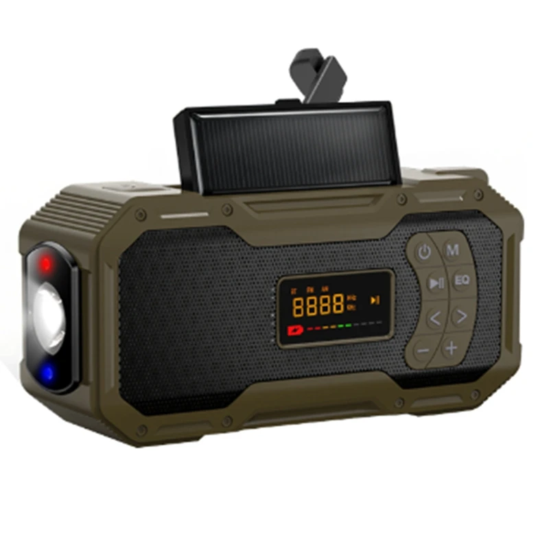 Radio météo d'urgence à manivelle, haut-parleur Bluetooth solaire, radio AM FM portable, batterie 5000mAh, étanche, installation facile, 62