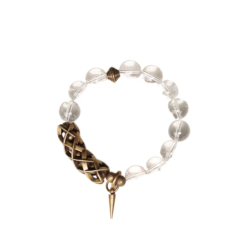 

Atmospheric design transparent white crystal bracelet women's personality trend retro single circle bracelet men's jewelry