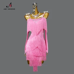 New Latin Dance Dress Womens Party Sport Costume Evening Outfit Competition Clothes Fringe Skirt Girls Dancewear Samba Customize