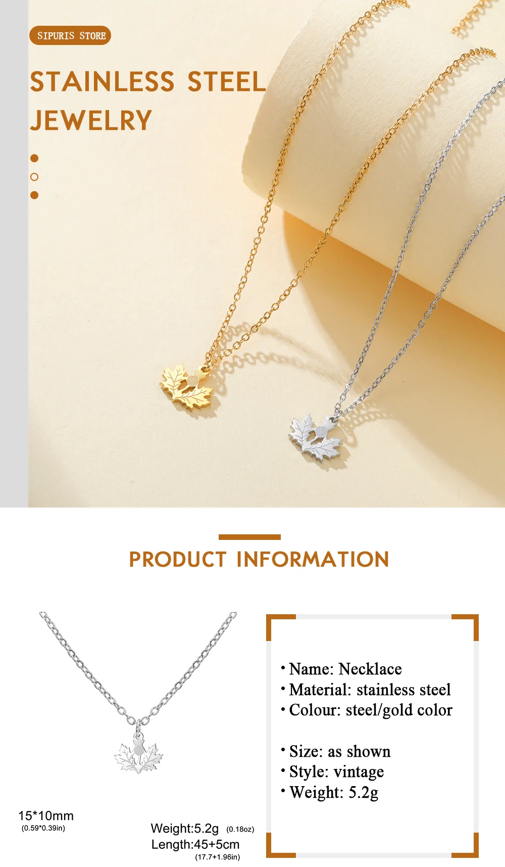 Sipuris Onopordum Acanthium Becklace Edelstahl Schottlands Nationalblumen-Charm Goldener Choker Schmuck Geschenke für Frauen und Männer – Detail 5