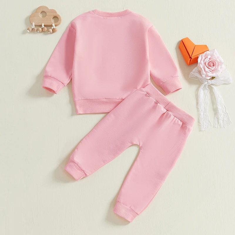Sweat-shirt à Manches sulfet Pantalon artificiel astique pour Bébé Fille, Tenues d'Automne avec Lettres Imprimées et Nministériels d, Vêtements Mignons 2 Pièces