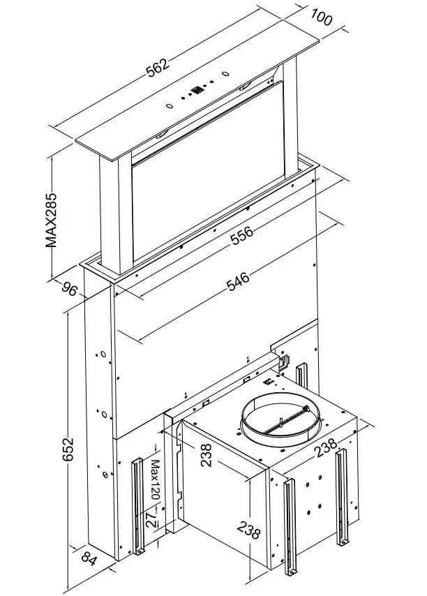 60cm Downdraft Rangehood touch control wave control