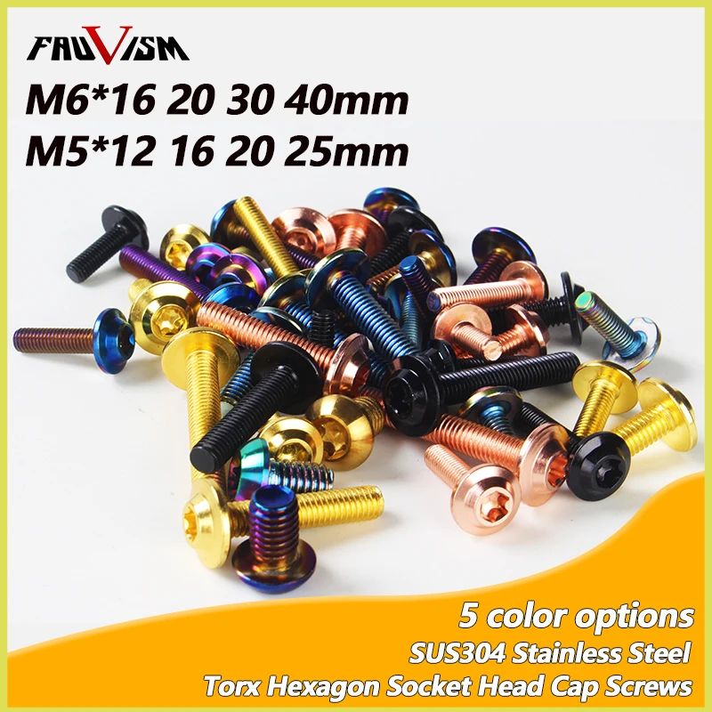 

Stainless Steel Bolts M6X16 20 30 40mm M5X12 16 20 25mm T27 Torx Head Screws for Motorcycle Housing Fasteners Windshield Bolts