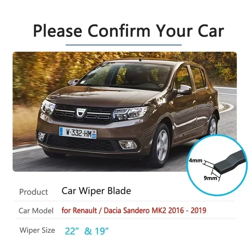 For Dacia Renault Sandero MK 2 2016 2017 2018 2019 Front Window Windscreen Windshield Washer Brusdes Accessories Car Wiper Blade