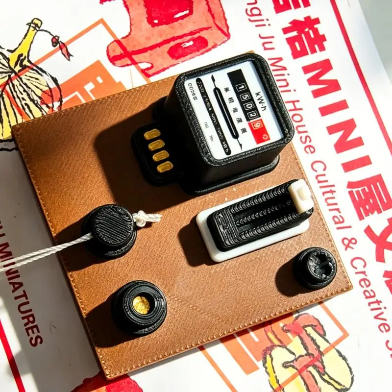 Dollhouse Electric Meter Control Panel 1Pcs 1:12 Scale Realistic Magnetic Wall Decor for Family Role Play Props