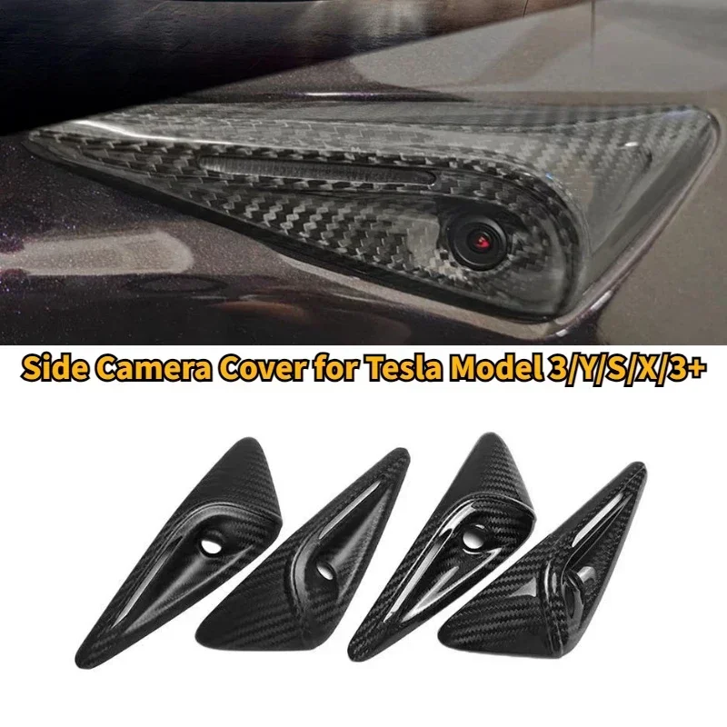 

100% Real Carbon Fiber Side Camera Cover for Tesla Model 3/Y/S/X/3+ Highland 2021-2024 Sticker Leaf Board 3K 240G Accessories