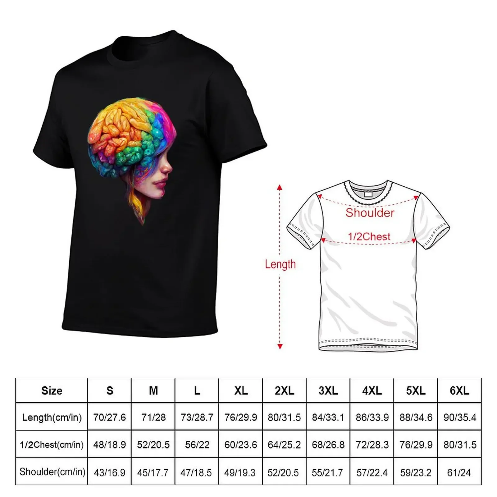 Creative Colourful Human Brain T-Shirt tees Man t-shirt shirts men