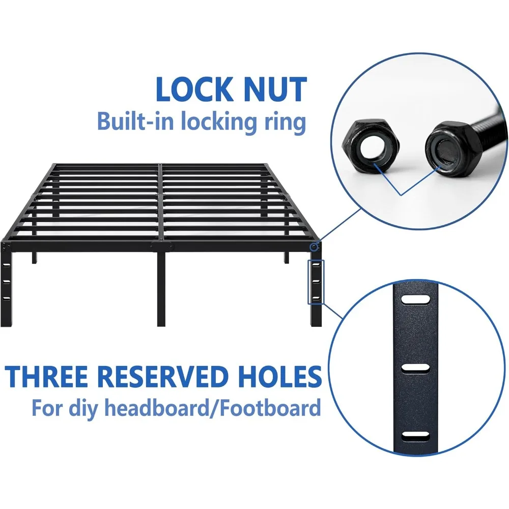 Metal Bed Frame,Queen Size Bed Frame with Storage Space,Heavy Duty Sturdy Mattress Foundation,Easy Assembly,No Box Spring Needed