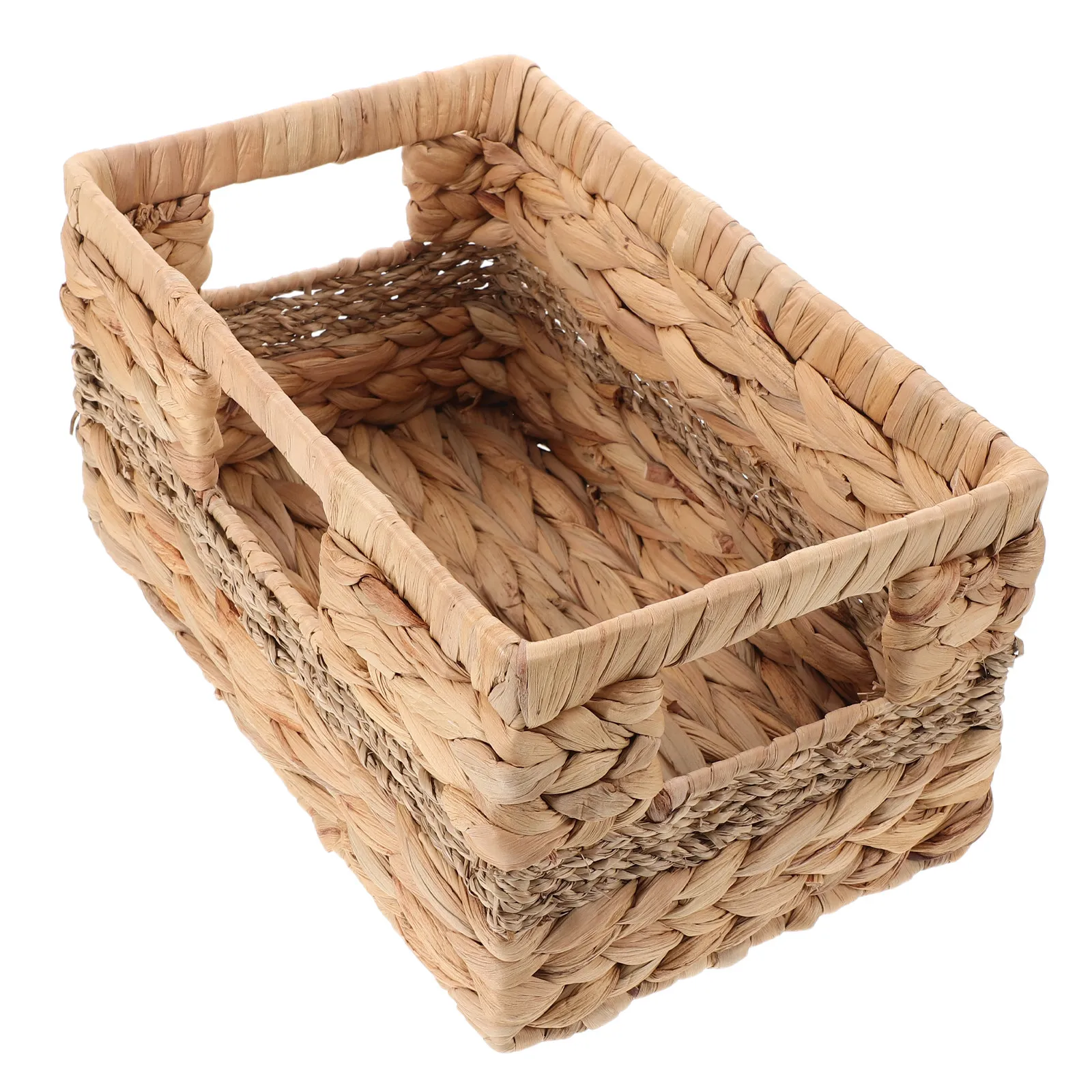 Hand-Woven Portable Straw Storage Basket with Handles Rustic Fruit Vegetable Holder Snack Bread Picnic Market Basket for Home
