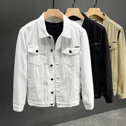 Korean Spring Autumn Men's 2024 New Patchwork Square Collar Button Pocket Fashion Solid Color Loose Casual Long Sleeve Jackets