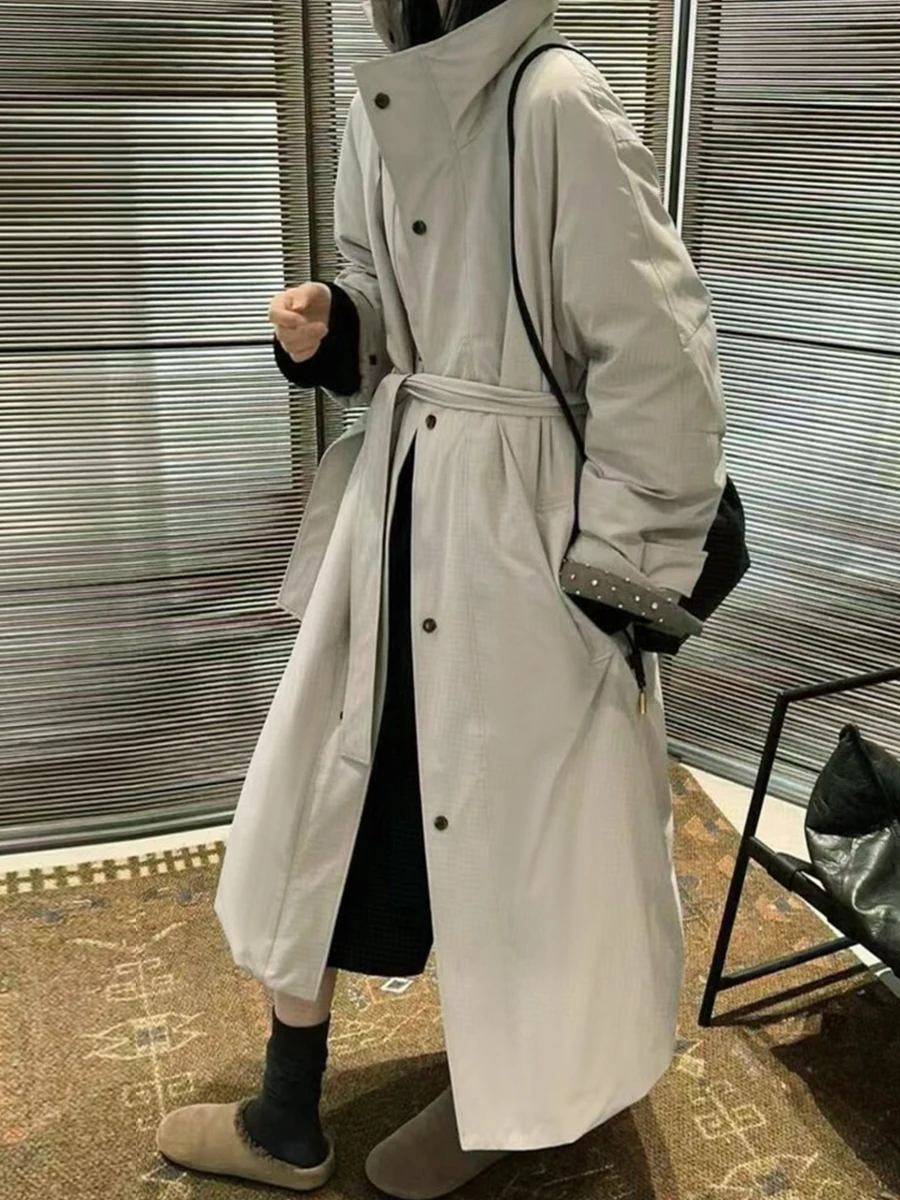 

2025 New Fashion Women Coat Goose Down Long Lady Jacket With Belt Big Collar Thick Warm Luxury Outwear New Female Coat wh11