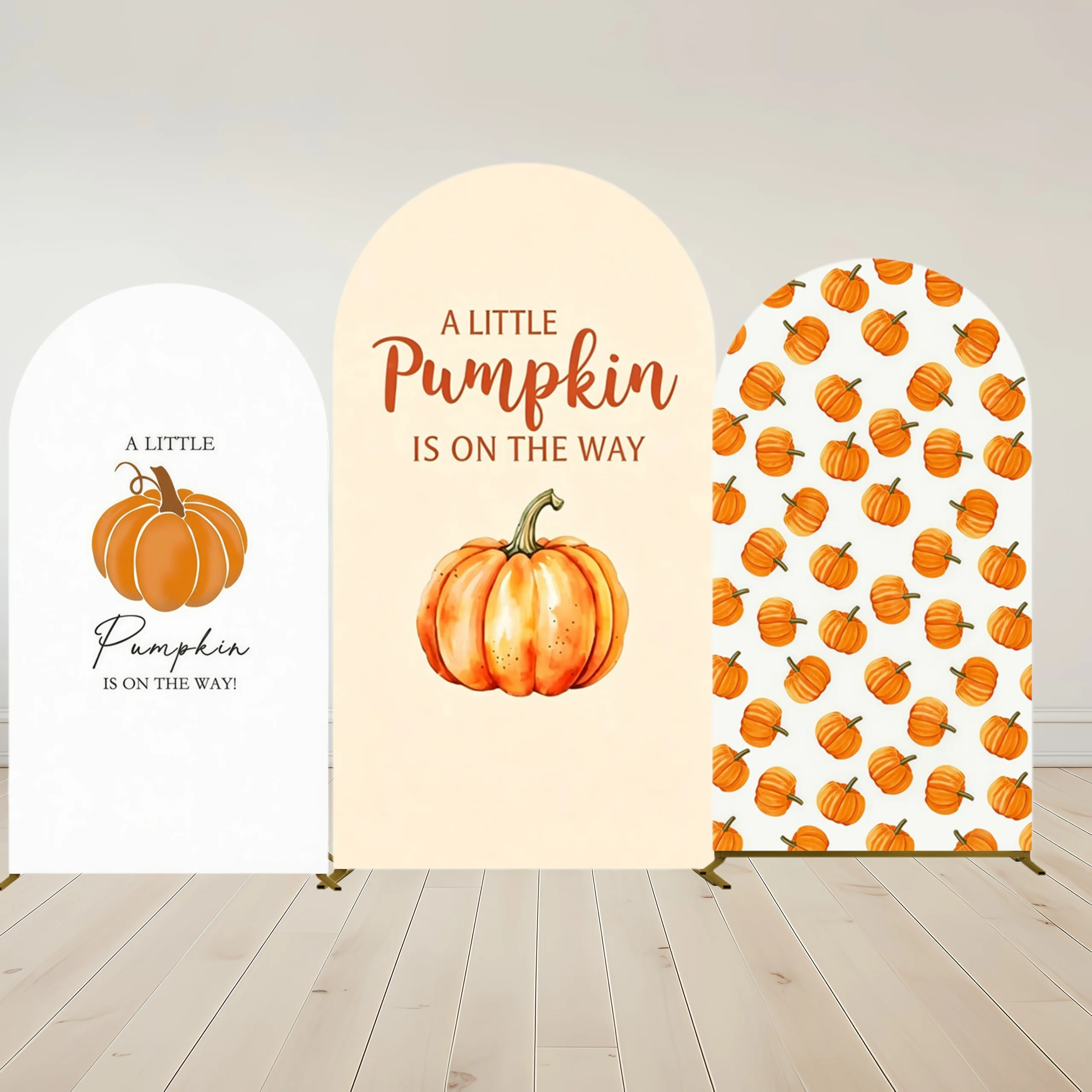 A Little Pumpkin Is On The Way Arch Backdrop Cover Pumpkin Pattern Baby Shower Kids Birthday Photo Studio Prop Background Custom