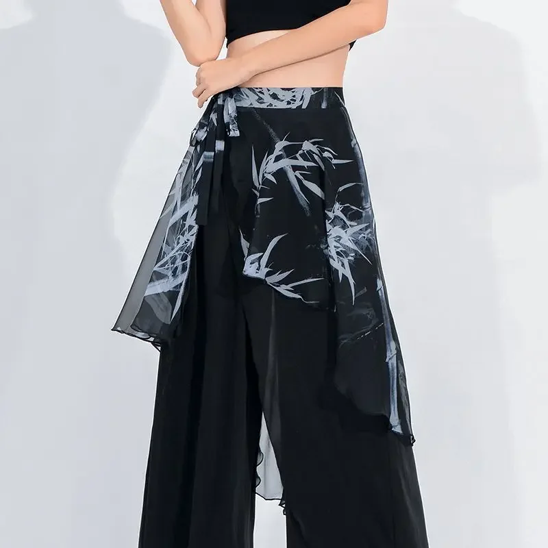 Summer New Print Skirt Women's Dance Skirts New Chinese Style Ropa Mujer Irregular Bottomed Roupas Feminina Lace-up Faldas