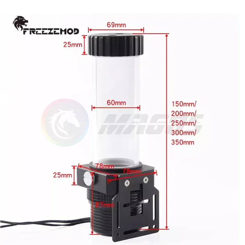 FREEZEMOD 18W AIO Combo D5 Pump+Reservoir,5900RPM/Flow Lift 5 Meter /1100L/H Intelligent Control POM Built In Filter PUB-PMD5