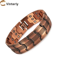 Vinterly Pure Copper Bracelet Magnetic Therapy High Magnets Arrow Vintage Health Energy Chain Jewelry for Men