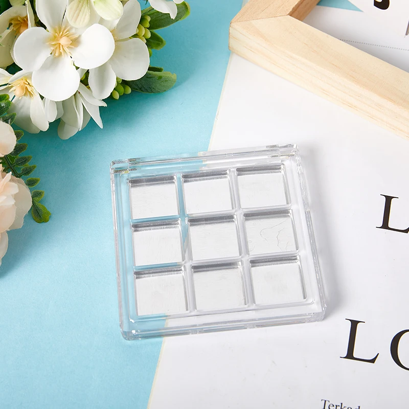 9 Grids Transparent Empty Eyeshadow Palette Eye Makeup Storage Dish DIY Eye Shadow Tool