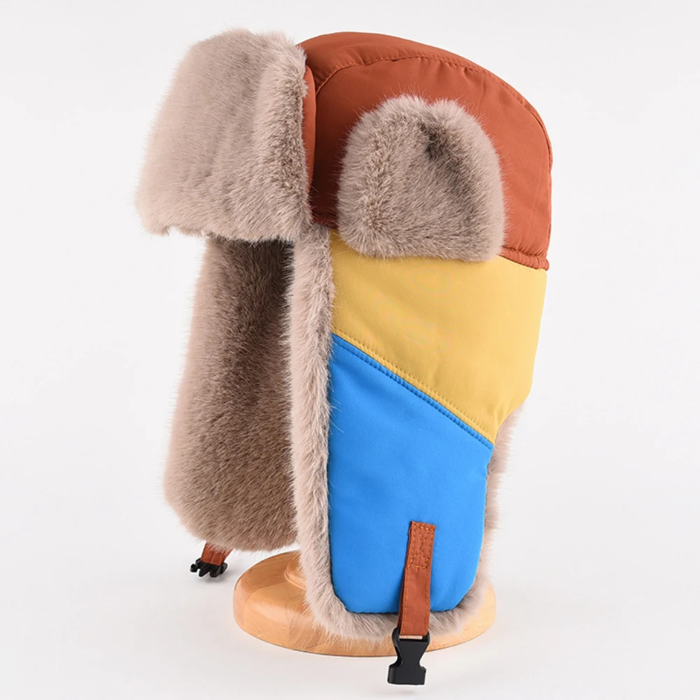 

HT4988 Russian Hat New Thick Warm Patchwork Winter Fur Hat for Men Women Windproof Riding Ski Earflap Cap Male Female Bomber Hat
