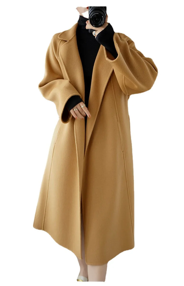 Women's Long Knee-Length Loose-Fit Woolen Overcoat Big Size High-End Jacket For Autumn Winter 2025 New Trendy Style