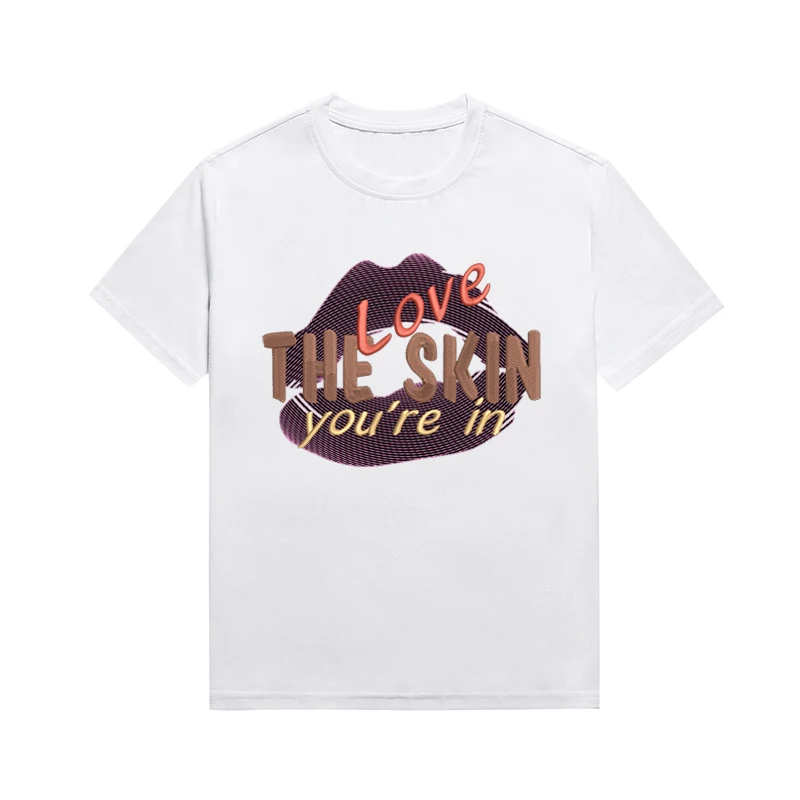 Love The Skin You're In Melanin Lady T Shirt Y2k Tops Personality Lip Print Graphic Top Casual Custom Tee