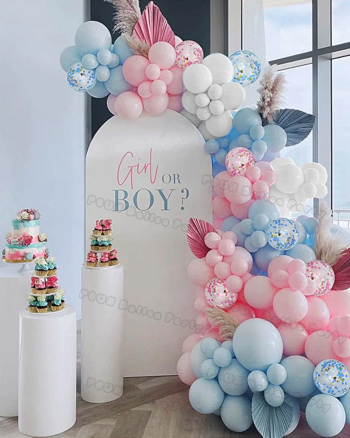 Przyjęcie urodzinowe Ballon girland Arch Kit płeć odsłania balony Maca niebieski różowy balon lateksowy chłopiec lub dziewczynka dekoracje na Baby