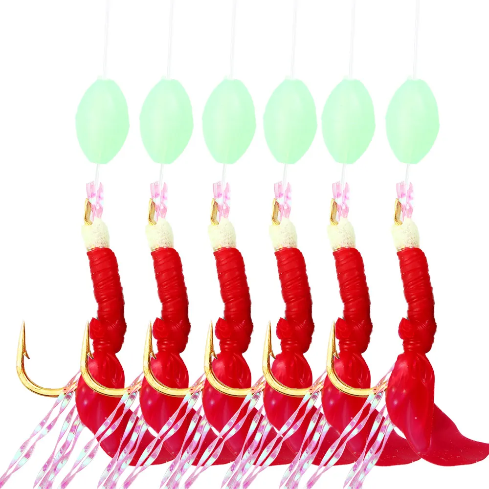 Bead Fishing Hooks Fishing Hook Wire Fishing String Hooks Fishskin Skirt Lure Fishing Sabiki Rigs Artificial Fishing Lures
