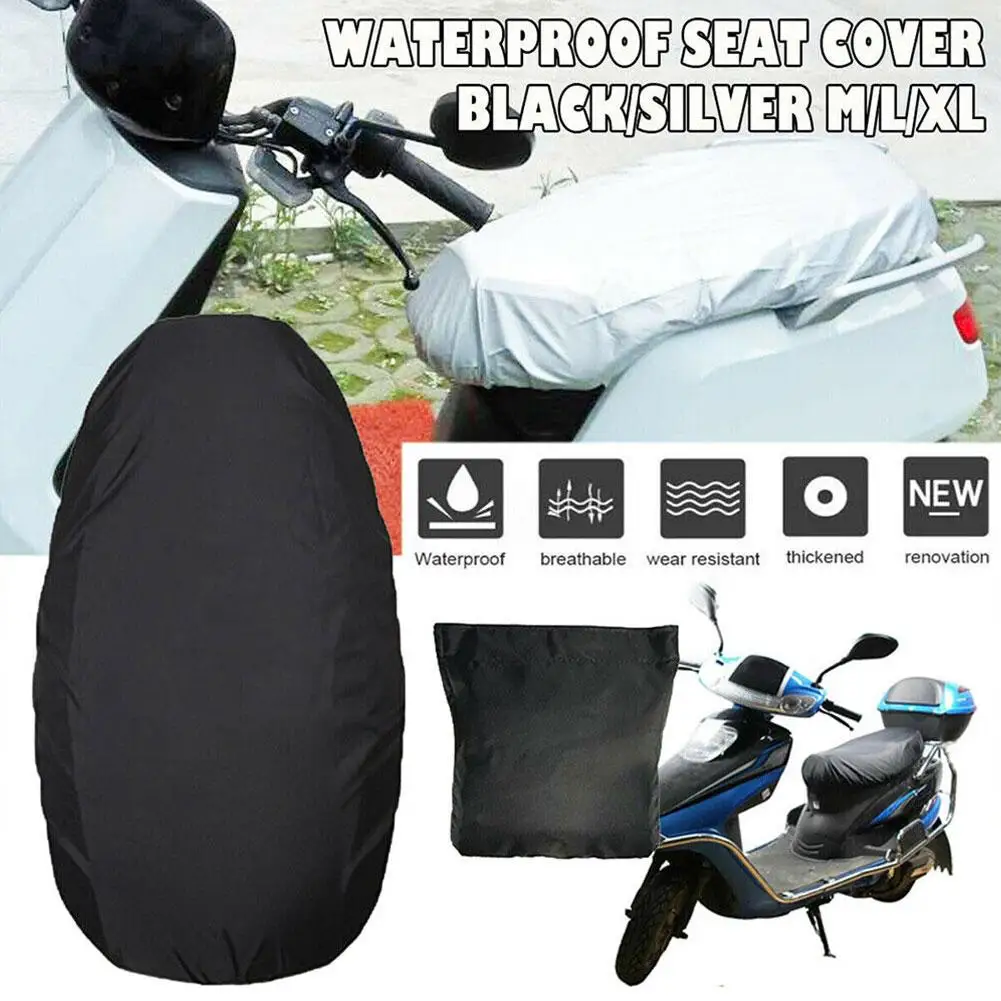 Motorfiets Regen Seat Cover Universele Flexibele Waterdichte Zwarte Zon Accessoires Dust Uv Zadel Motorfiets Protect 210d Cover W1y4