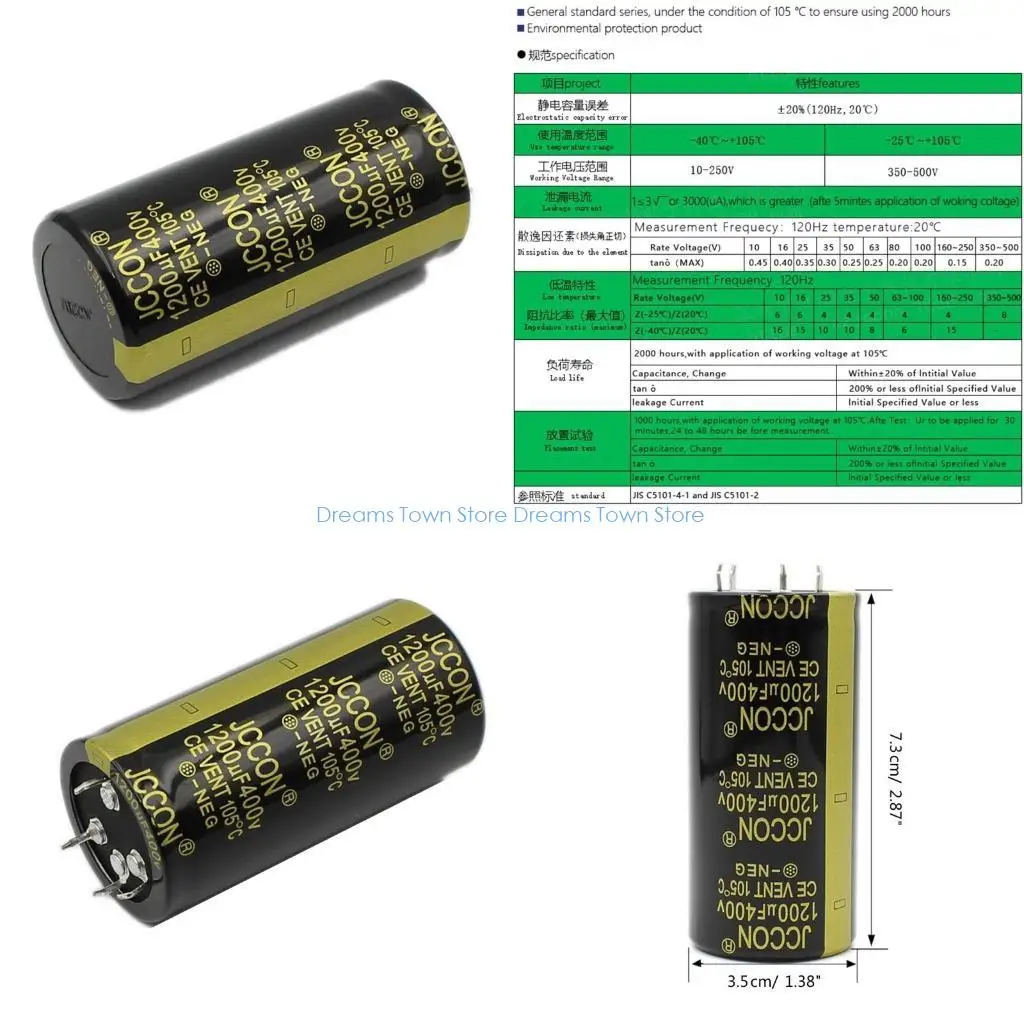 

HX6A 400 В 1200 мкФ 35x70 мм Алюминиевый электролитический конденсатор Высокочастотный конденсатор с низким сопротивлением через