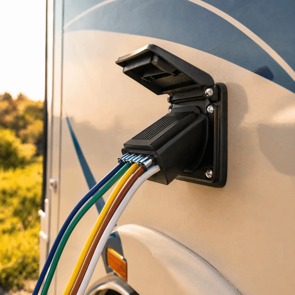 Stable Circuit 5-Pin Trailer Connector Black Flat Trailer Plug ABS Light Adapter for Most RVs and Trailers Trailer Wire Swap