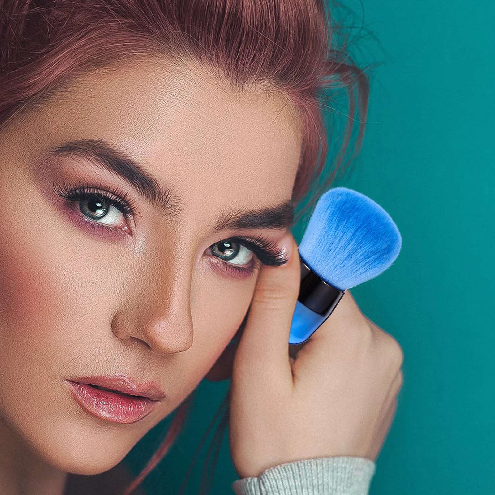 Brocha de maquillaje con cabeza de seta, aplicador de colorete en polvo de oliva para pieles sensibles, herramienta de contorno Facial, 1 ud.