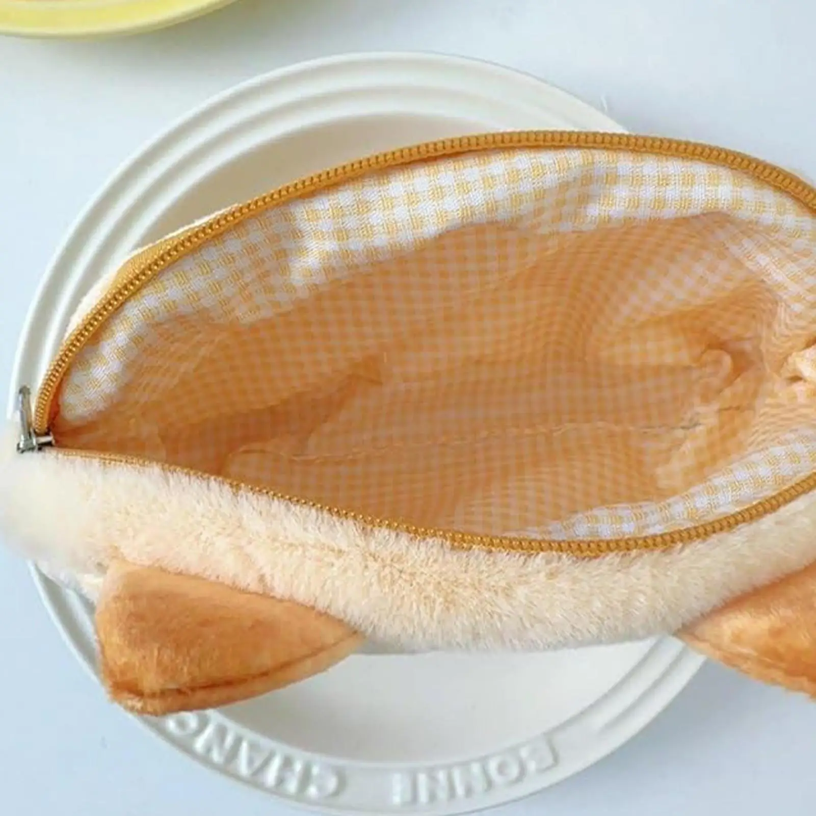 Estuche para lápices de gato, estuche para lápices escolares con diseño de tostada, organizador de felpa, bolsa estética para mochila, guardería, escuela, niños y adolescentes