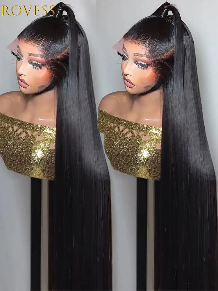 

40 42 дюйма 13x5 13x6 HD Прозрачный костяной прямой парик фронта шнурка 220 Плотность Бразильский парик фронтальной части шнурка Парики из человеческих волос для женщин