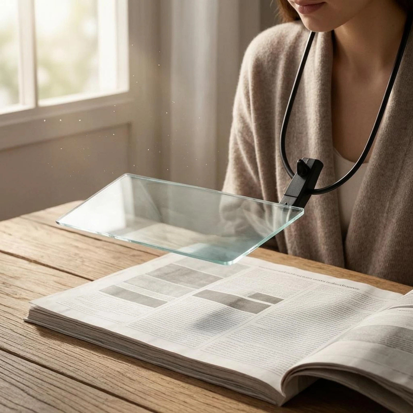 Hands-Free Neck Magnifier Rectangular Lens Visual Aid