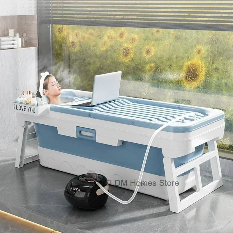 Portable Folding Bathtub for Adults Ice Bath Spa Plastic Bathtubs Children Swimming Bucket Sauna Lid Cover House Bath Tub