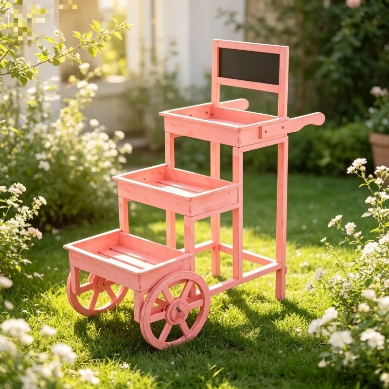 Zakka Creative Shop Garden Balcony Decoration Flower Stand Pastoral Wooden Cafe Office Soft Decoration