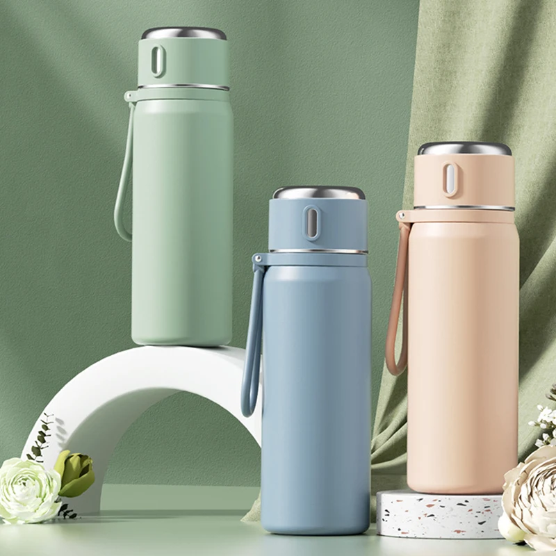 

450/550ML Stainless Steel Thermal Water Bottle - Leakproof Travel Thermos for Cold And Hot Beverages Cafe Coffee Mug for Tea