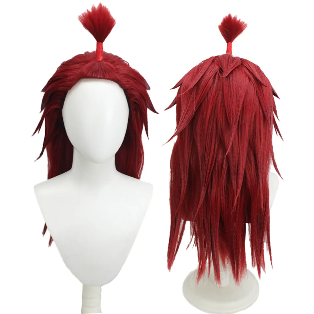 몬스터 헌터 아쿠마 코스프레 가발 스트리트 파이터 고우키 스파이키 업워드 포니테일 다크 레드 헤어