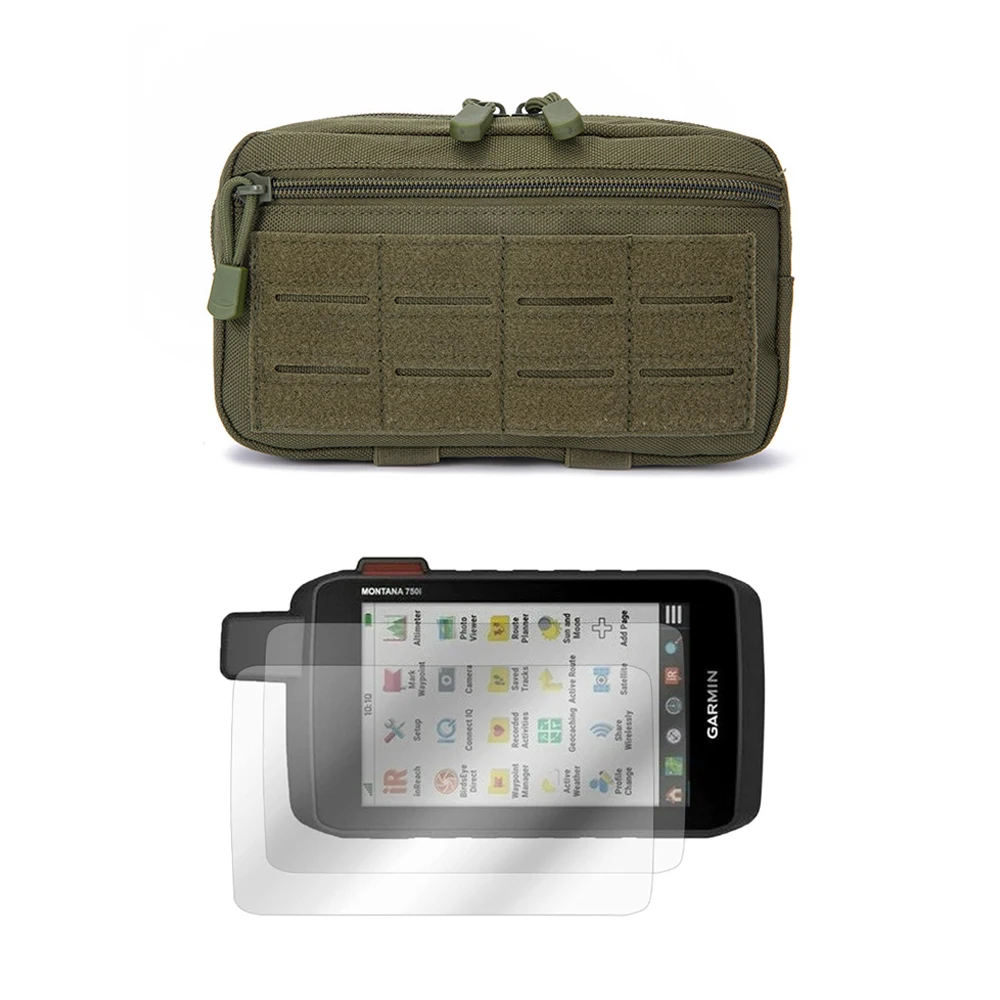Sac banane tactique de sport Molle EDC + Film de protection d'écran pour Garmin Montana 750 750i 700 700i 760 760i 710 710i
