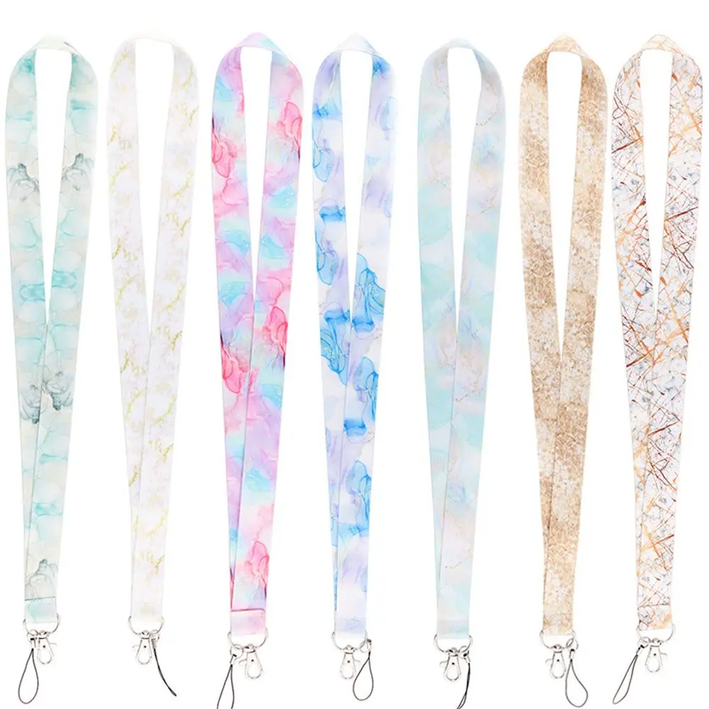 Holder Mobile Phone Strap Name Tag Holder Webbings Ribbon Marble Printing Lanyard Phone Hang Rope Phone Lanyard Neck Straps